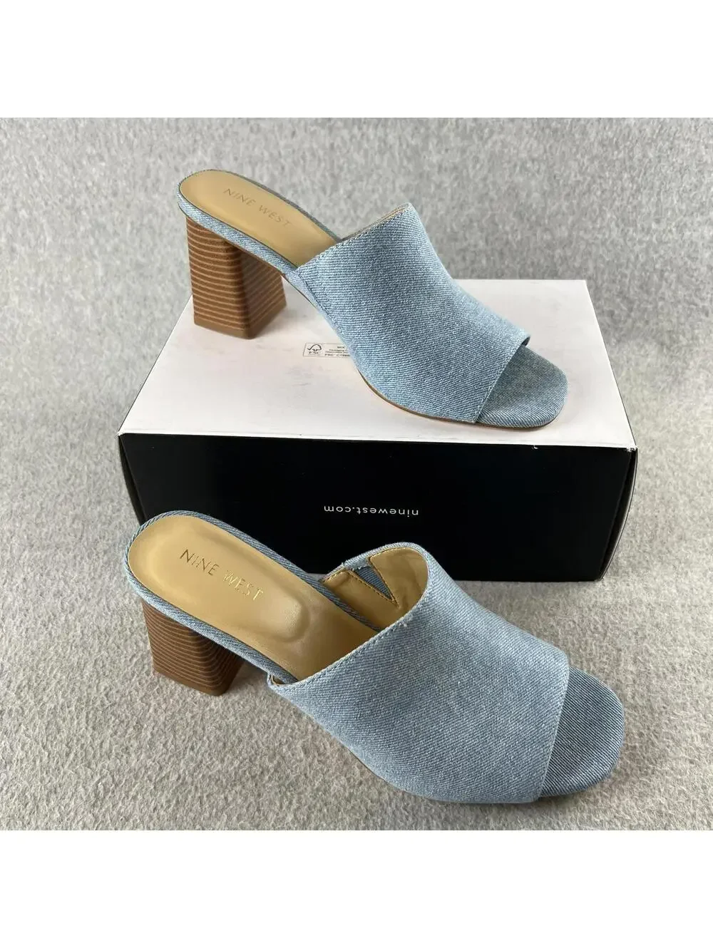 Nine West Heel Mule slide sandals Size 9 Women’s Y2K Chucky Block Slip on